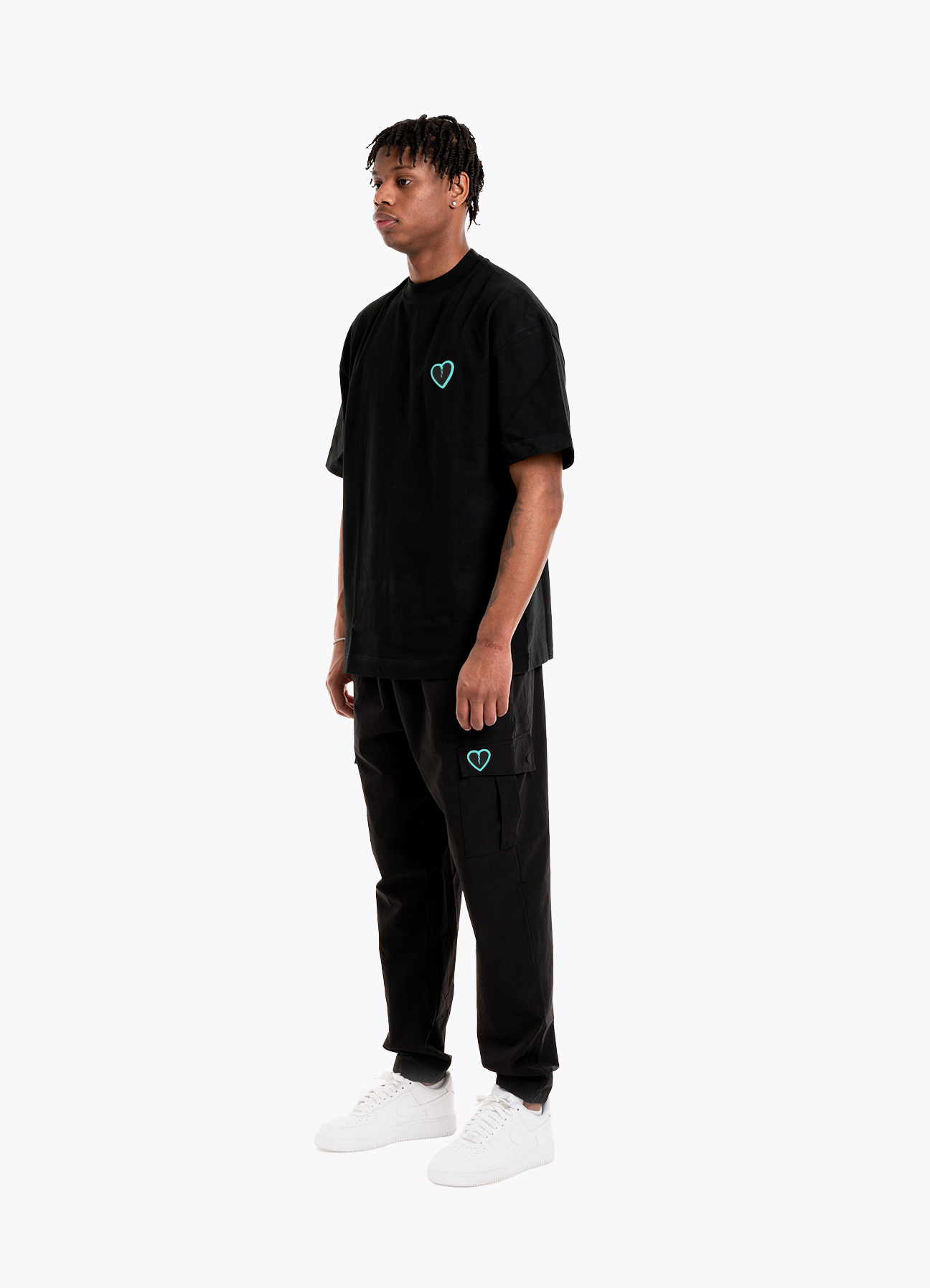 BASIC TEE BLACK/TURQUOISE