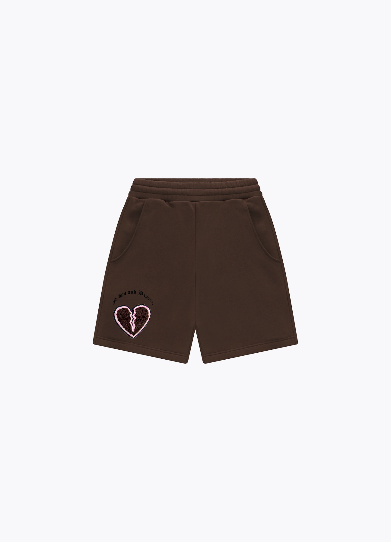 CRACK HEART SHORTS - BROWN AND PINK