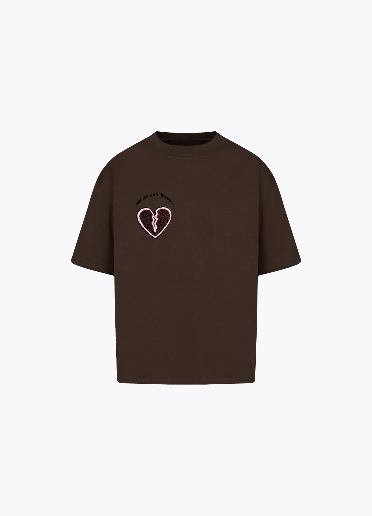 CRACK HEART TEE - BROWN AND PINK